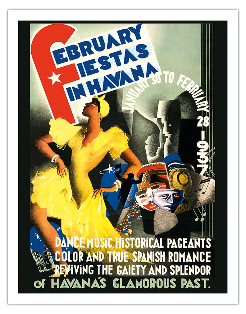 February Fiestas in Havana Cuba - Vintage Travel Poster by Caravia Montenegro - Picture 2 of 23