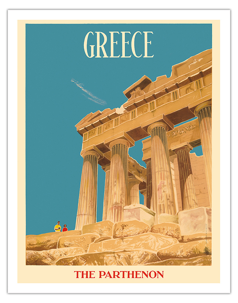 Greece - The Parthenon - Temple of Athena - Vintage Travel Poster c.1954 - Picture 2 of 21