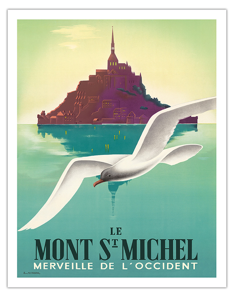 Le Mont St Michel Normandy France - Vintage Travel Poster by Pierre Fix-Masseau - Picture 2 of 25