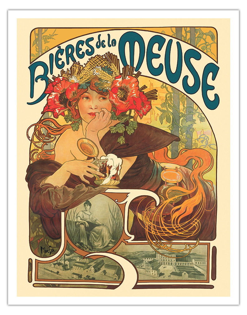 お歳暮 2024 Muse the of Beer - by Poster Advertising French Vintage アート・デザイン・音楽