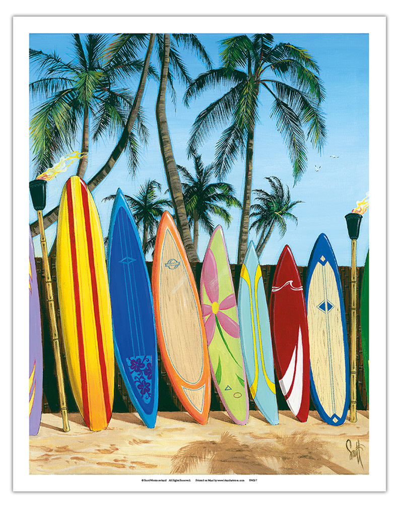 Bunch of Boards Surfboard Art Original Color Painting by Scott Westmoreland