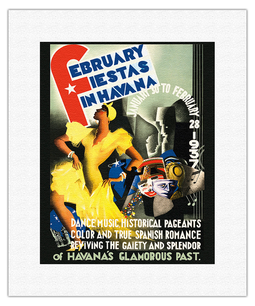 February Fiestas in Havana Cuba - Vintage Travel Poster by Caravia Montenegro - Picture 3 of 23