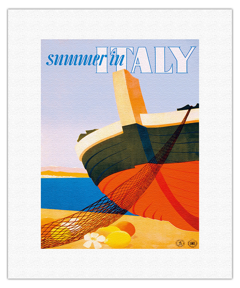 Summer in Italy - Fishing Boat - Vintage Travel Poster by Alfredo Lalia 1951 - Picture 8 of 25
