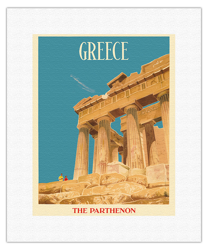 Greece - The Parthenon - Temple of Athena - Vintage Travel Poster c.1954 - Picture 3 of 21
