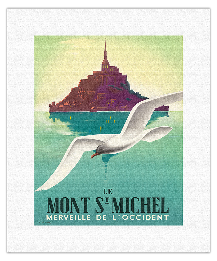 Le Mont St Michel Normandy France - Vintage Travel Poster by Pierre Fix-Masseau - Picture 8 of 25