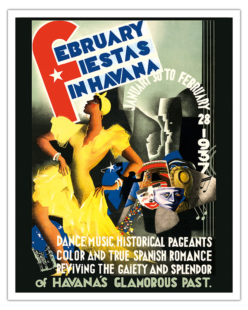 February Fiestas in Havana Cuba - Vintage Travel Poster by Caravia Montenegro - Picture 4 of 23