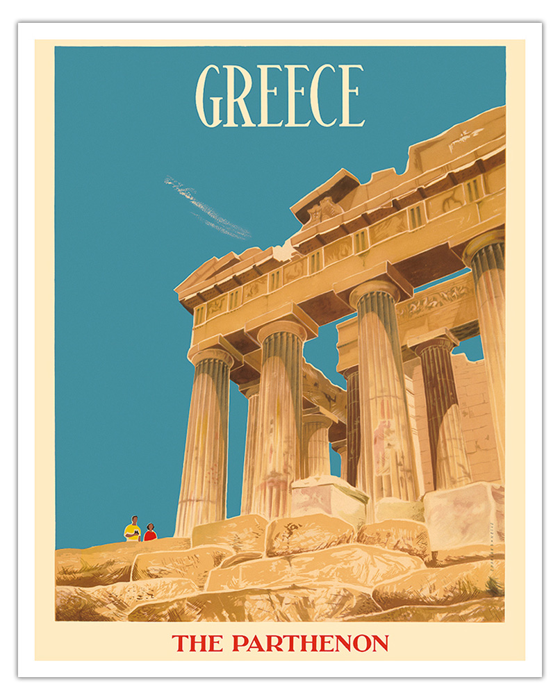 Greece - The Parthenon - Temple of Athena - Vintage Travel Poster c.1954 - Picture 4 of 21