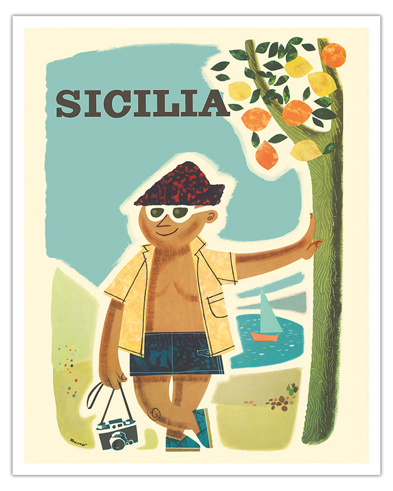 Sicily (Sicilia) Italy - Vintage Travel Poster by Rain� 1957 - Picture 3 of 25