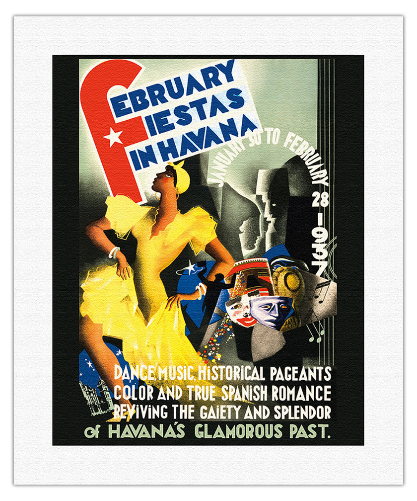 February Fiestas in Havana Cuba - Vintage Travel Poster by Caravia Montenegro - Picture 5 of 23