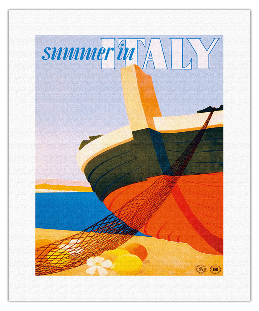 Summer in Italy - Fishing Boat - Vintage Travel Poster by Alfredo Lalia 1951 - Picture 9 of 25