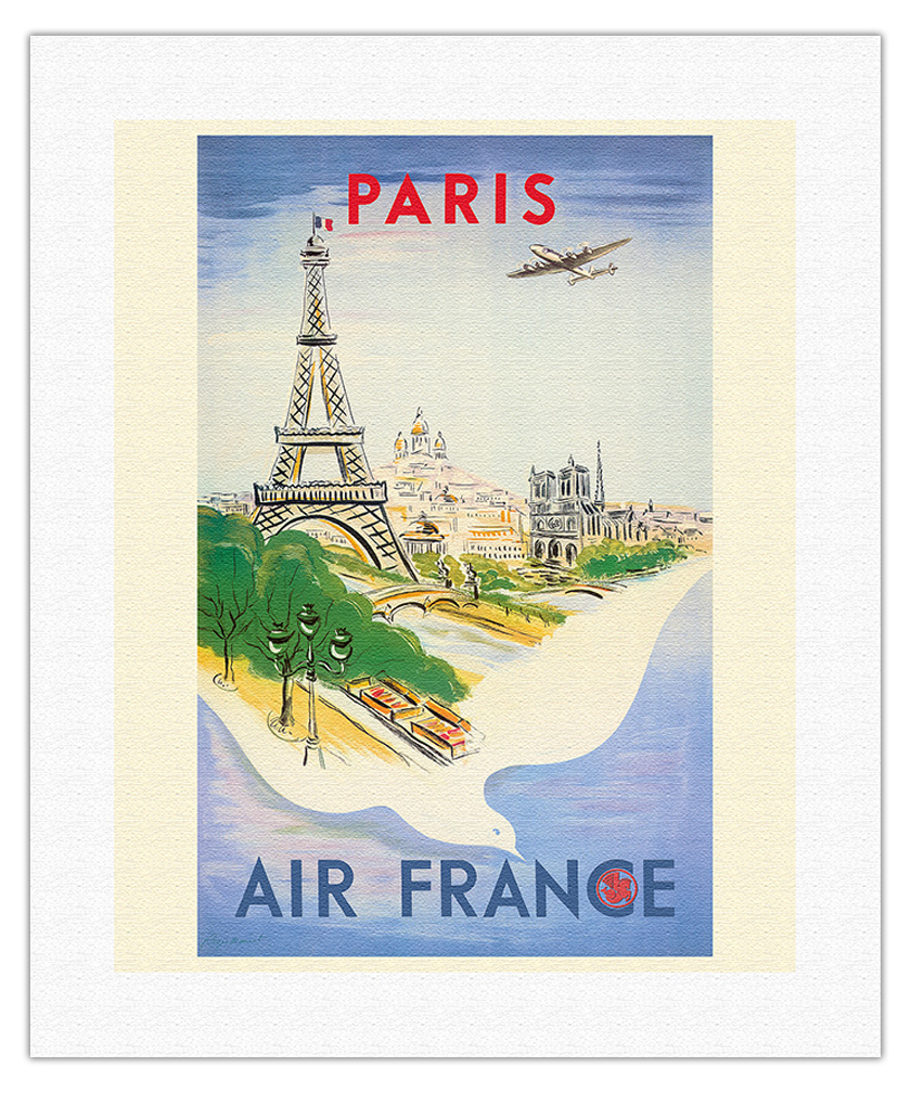Paris - Eiffel Tower - Vintage Air France Travel Poster by R�gis Manset 1947 - Picture 8 of 23