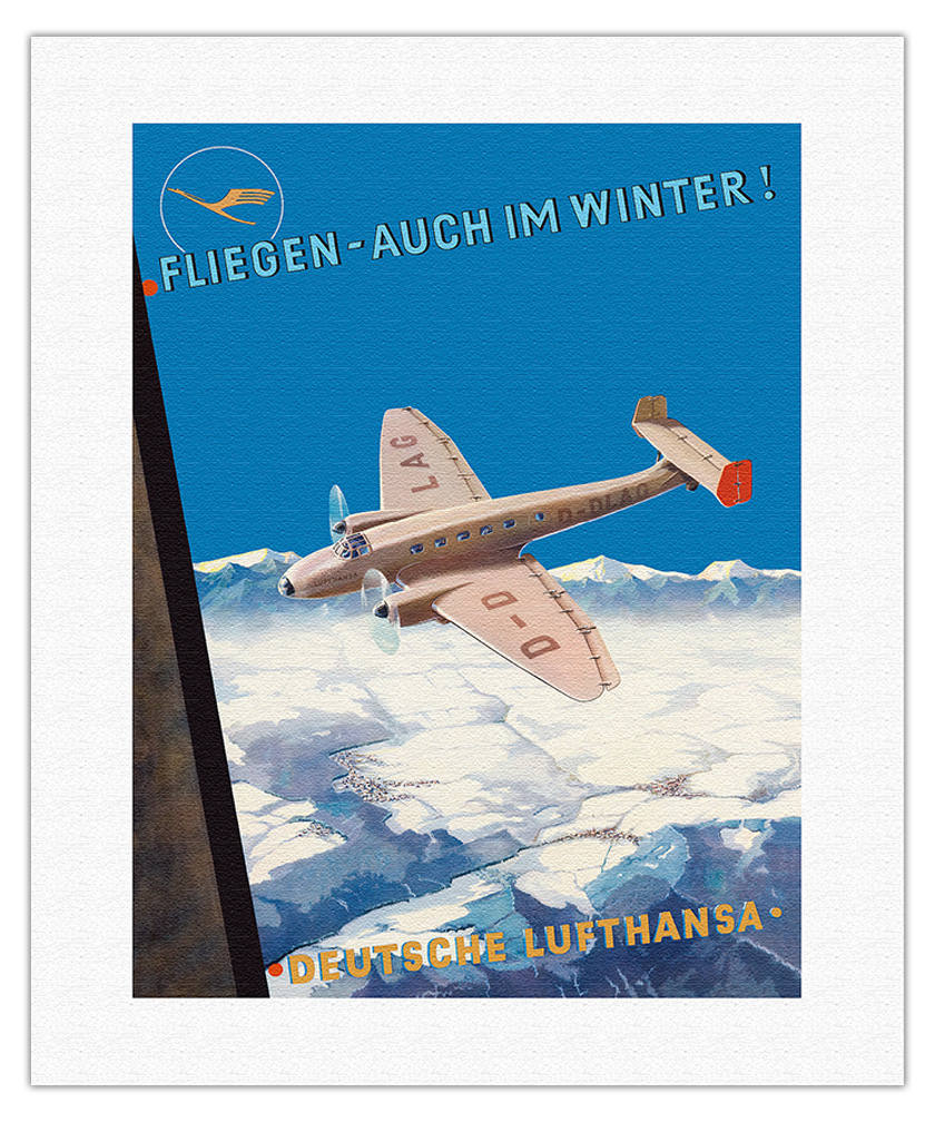 Fly Even in Winter - Deutsche Lufthansa - Vintage German Airline Travel Poster - Picture 5 of 23