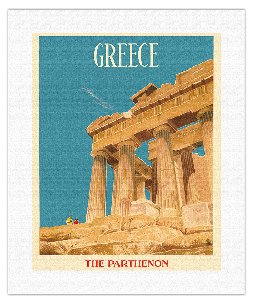Greece - The Parthenon - Temple of Athena - Vintage Travel Poster c.1954 - Picture 5 of 21