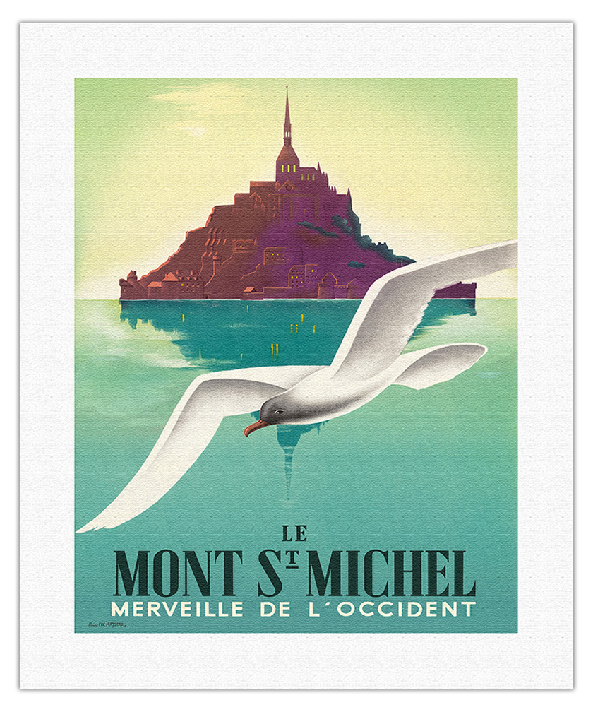 Le Mont St Michel Normandy France - Vintage Travel Poster by Pierre Fix-Masseau - Picture 9 of 25