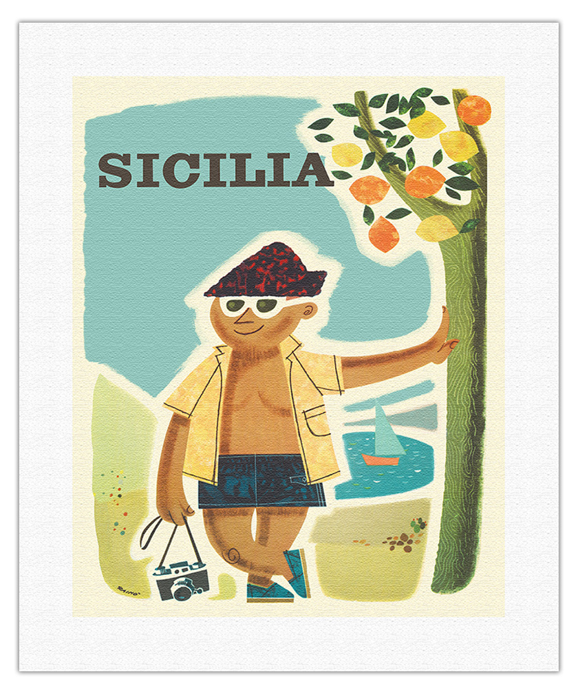 Sicily (Sicilia) Italy - Vintage Travel Poster by Rain� 1957 - Picture 9 of 25