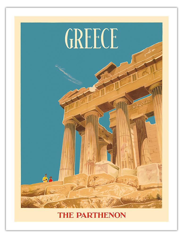 Greece - The Parthenon - Temple of Athena - Vintage Travel Poster c.1954 - Picture 6 of 21