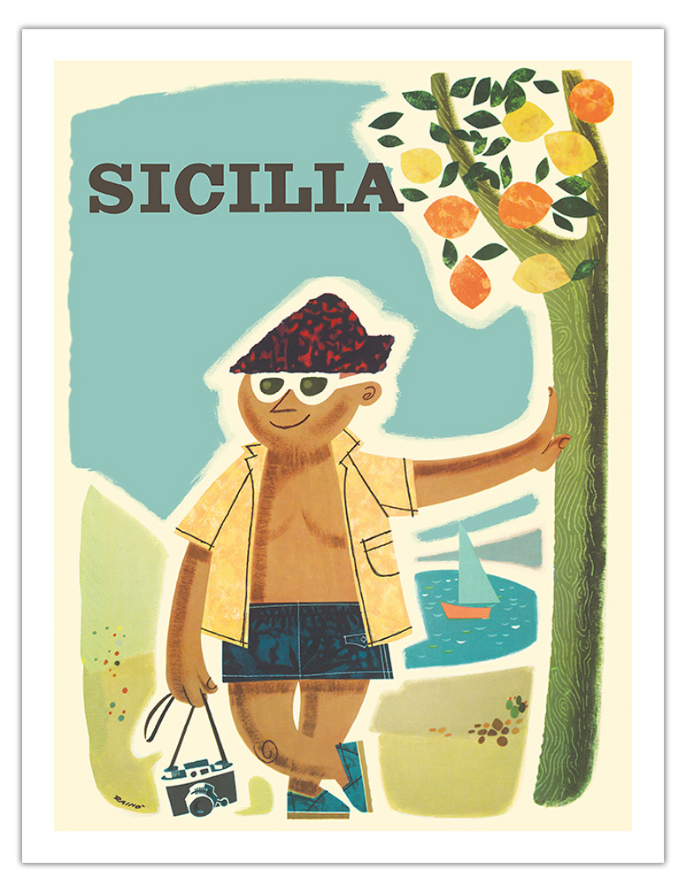 Sicily (Sicilia) Italy - Vintage Travel Poster by Rain� 1957 - Picture 4 of 25