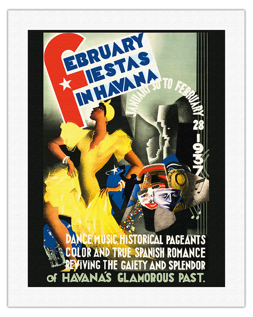 February Fiestas in Havana Cuba - Vintage Travel Poster by Caravia Montenegro - Picture 7 of 23