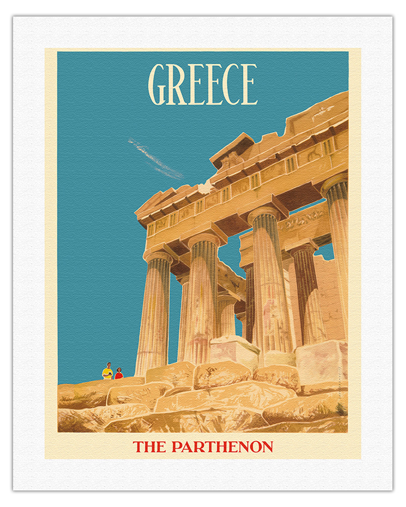 Greece - The Parthenon - Temple of Athena - Vintage Travel Poster c.1954 - Picture 7 of 21
