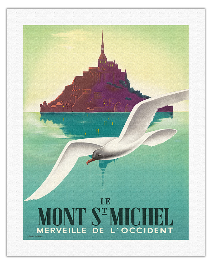 Le Mont St Michel Normandy France - Vintage Travel Poster by Pierre Fix-Masseau - Picture 10 of 25