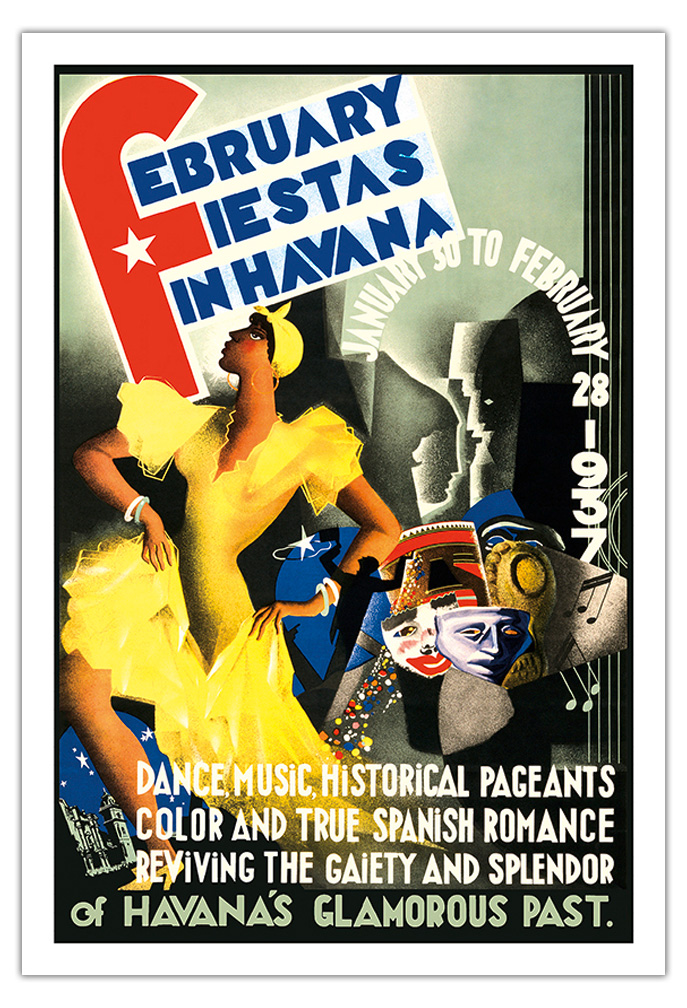 February Fiestas in Havana Cuba - Vintage Travel Poster by Caravia Montenegro - Picture 8 of 23