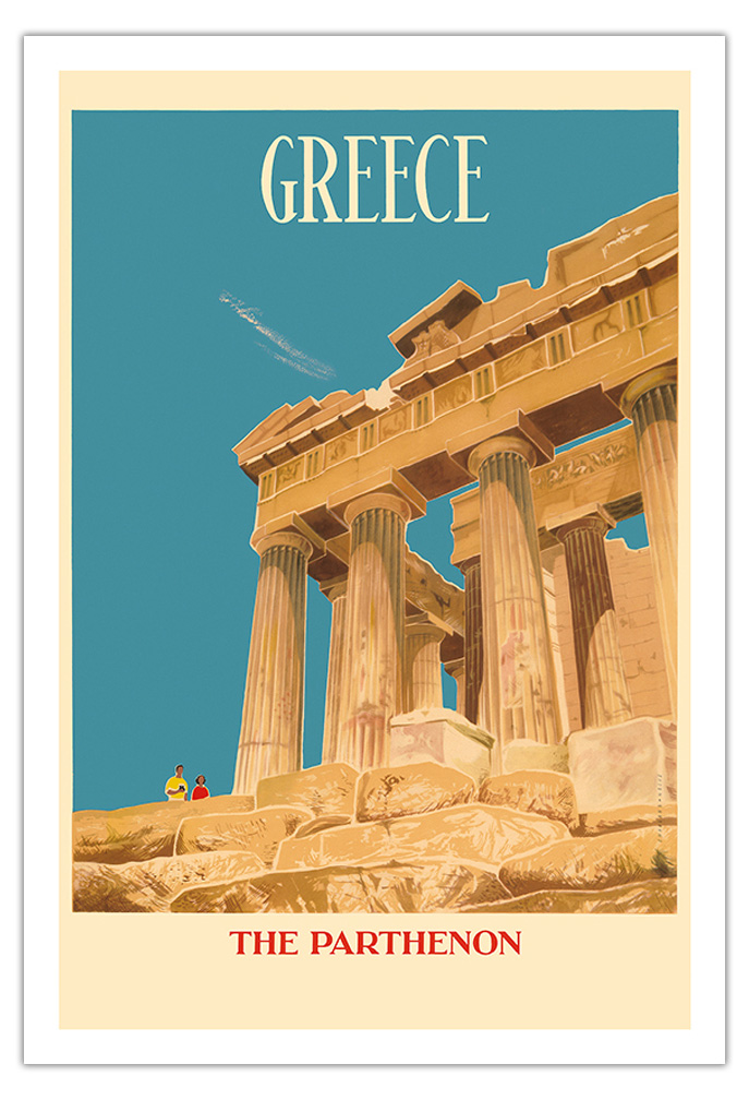 Greece - The Parthenon - Temple of Athena - Vintage Travel Poster c.1954 - Picture 8 of 21