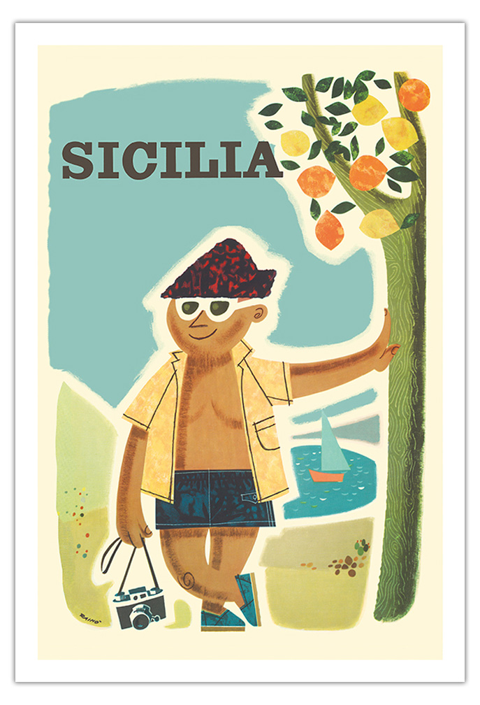 Sicily (Sicilia) Italy - Vintage Travel Poster by Rain� 1957 - Picture 5 of 25