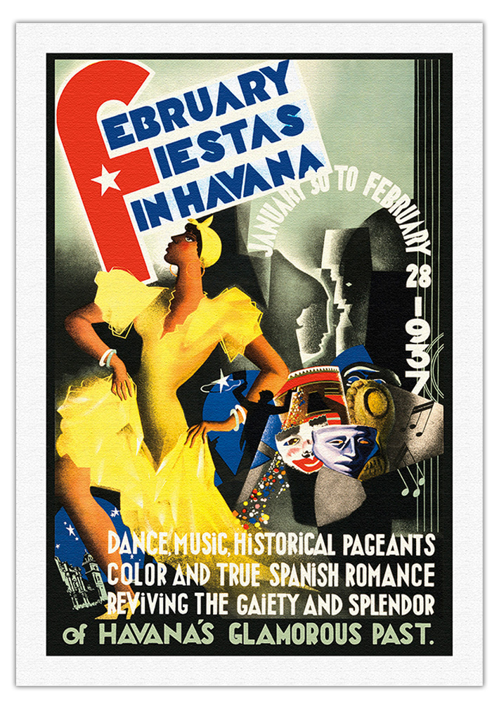 February Fiestas in Havana Cuba - Vintage Travel Poster by Caravia Montenegro - Picture 9 of 23