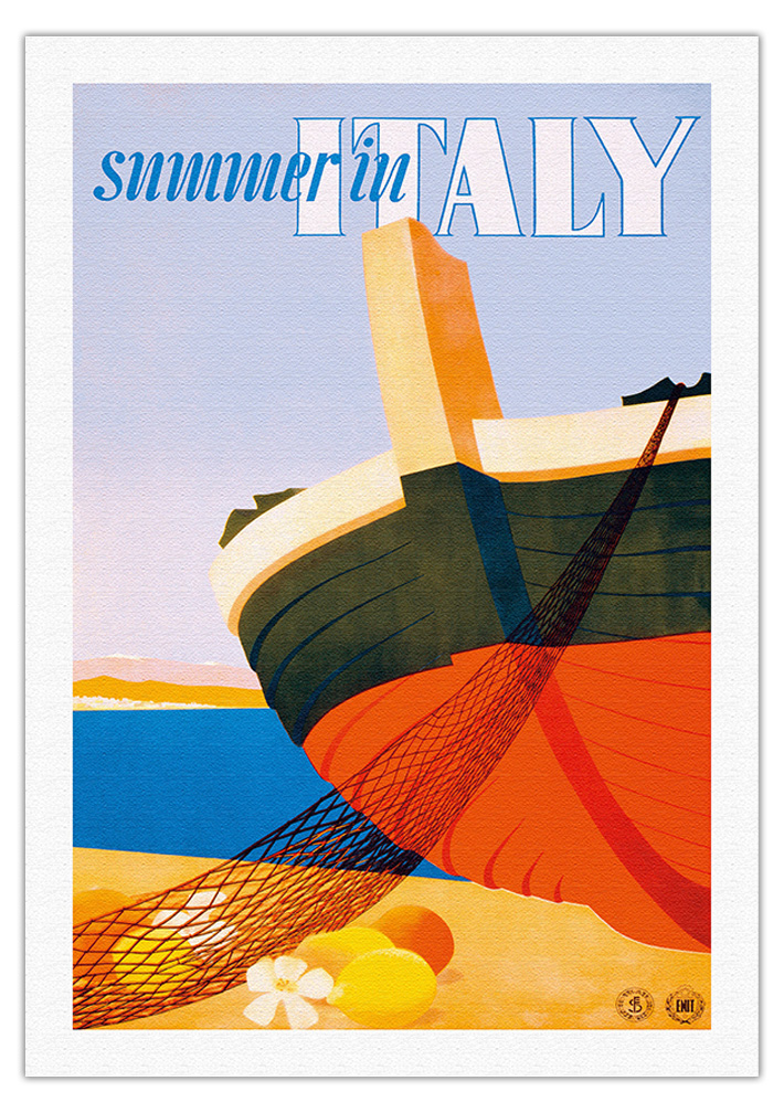 Summer in Italy - Fishing Boat - Vintage Travel Poster by Alfredo Lalia 1951 - Picture 11 of 25