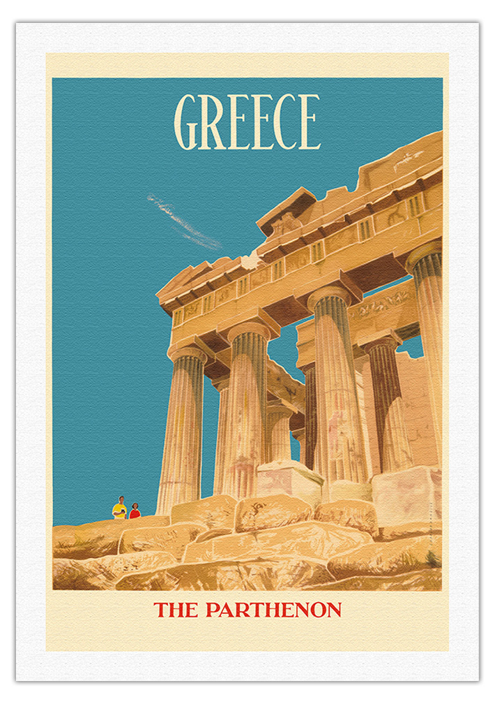 Greece - The Parthenon - Temple of Athena - Vintage Travel Poster c.1954 - Picture 9 of 21