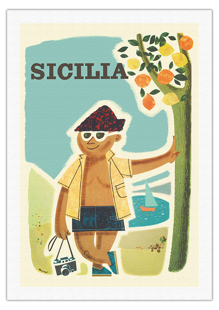 Sicily (Sicilia) Italy - Vintage Travel Poster by Rain� 1957 - Picture 11 of 25