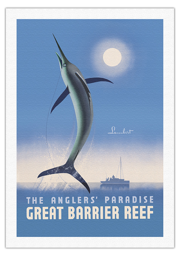 Great Barrier Reef Queensland Australia - Swordfish - Vintage Travel Poster 1936 - Picture 9 of 22