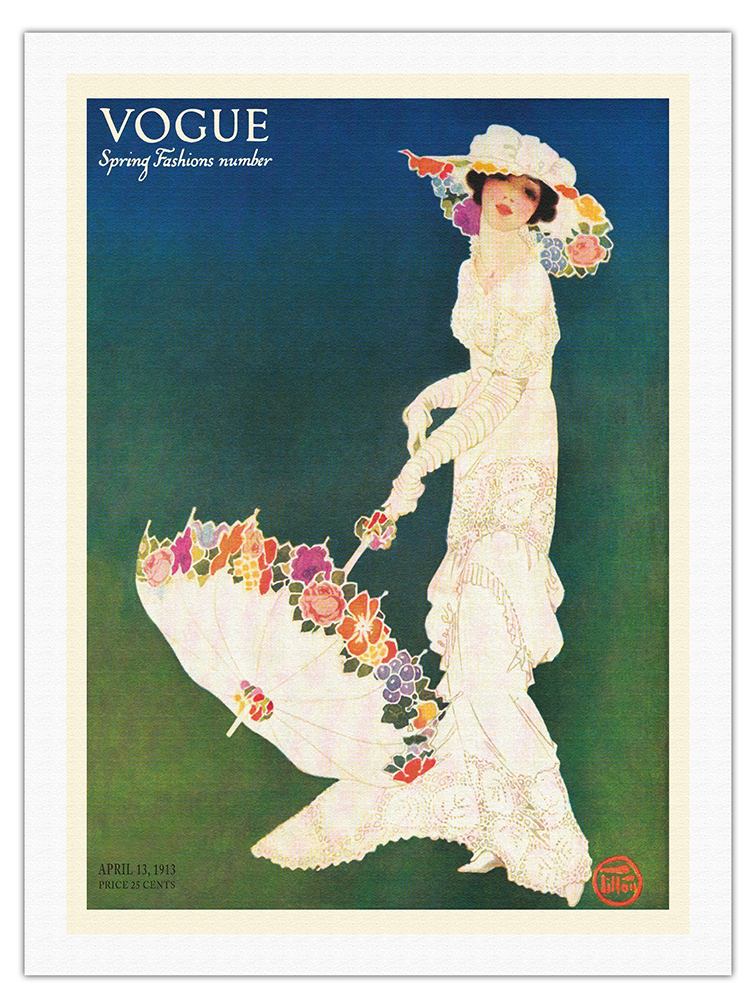 Vogue Cover Illustration Of A Woman Wearing A Fur Art Print