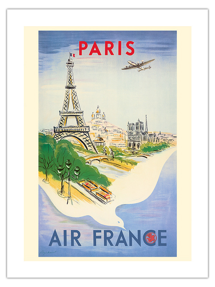 Paris - Eiffel Tower - Vintage Air France Travel Poster by R�gis Manset 1947 - Picture 11 of 23
