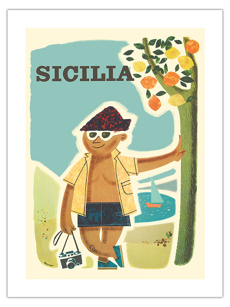 Sicily (Sicilia) Italy - Vintage Travel Poster by Rain� 1957 - Picture 12 of 25