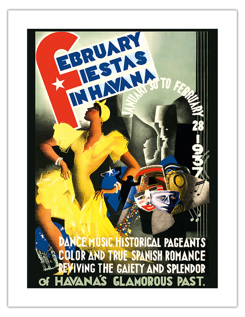 February Fiestas in Havana Cuba - Vintage Travel Poster by Caravia Montenegro - Picture 12 of 23