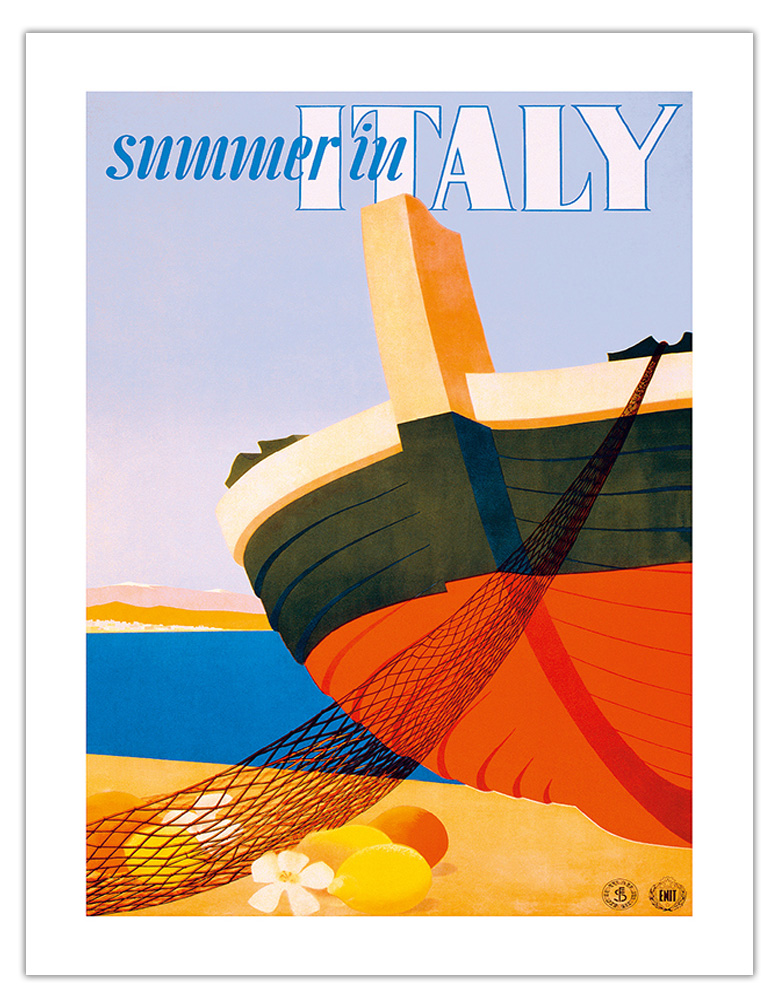 Summer in Italy - Fishing Boat - Vintage Travel Poster by Alfredo Lalia 1951 - Picture 13 of 25