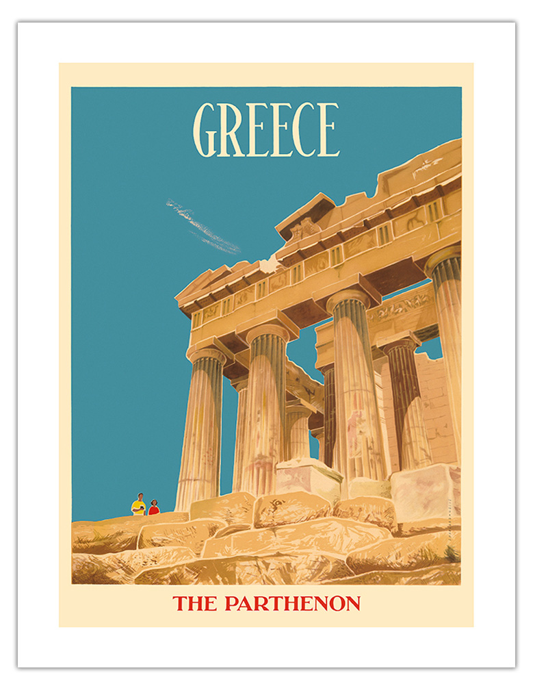 Greece - The Parthenon - Temple of Athena - Vintage Travel Poster c.1954 - Picture 12 of 21