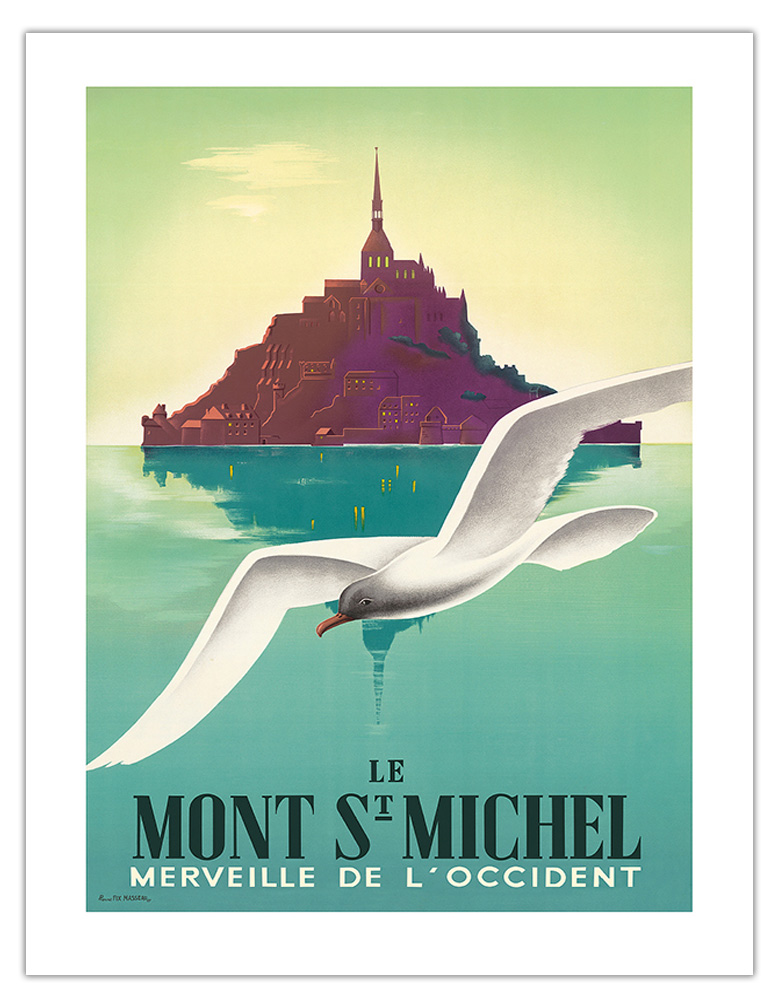 Le Mont St Michel Normandy France - Vintage Travel Poster by Pierre Fix-Masseau - Picture 13 of 25