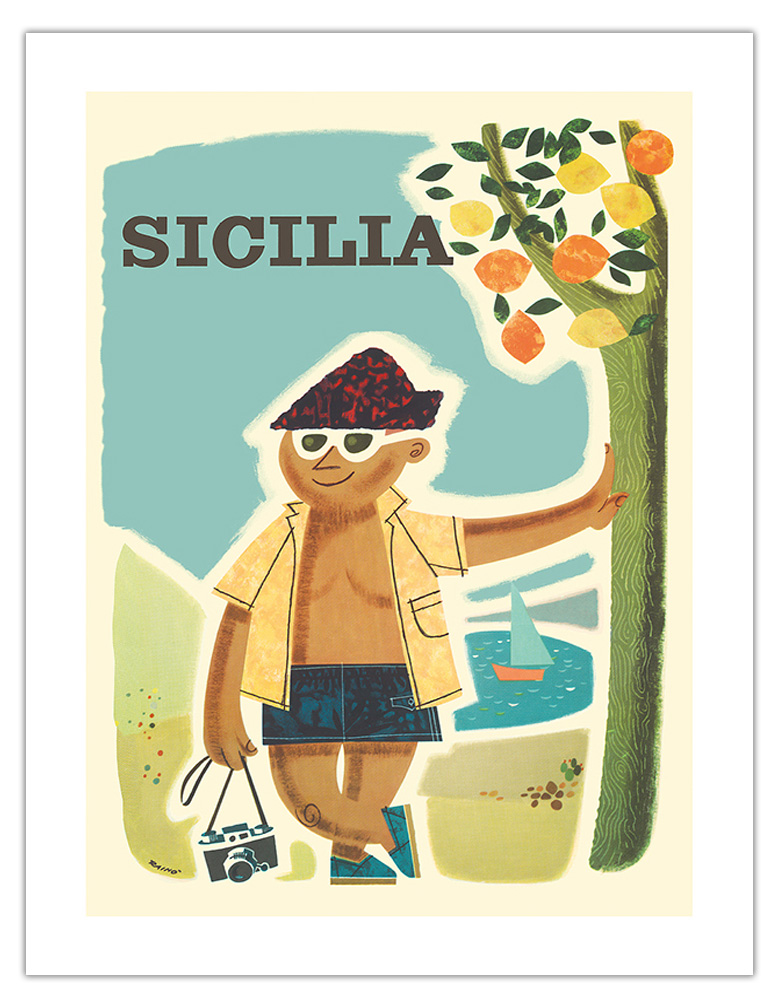 Sicily (Sicilia) Italy - Vintage Travel Poster by Rain� 1957 - Picture 13 of 25