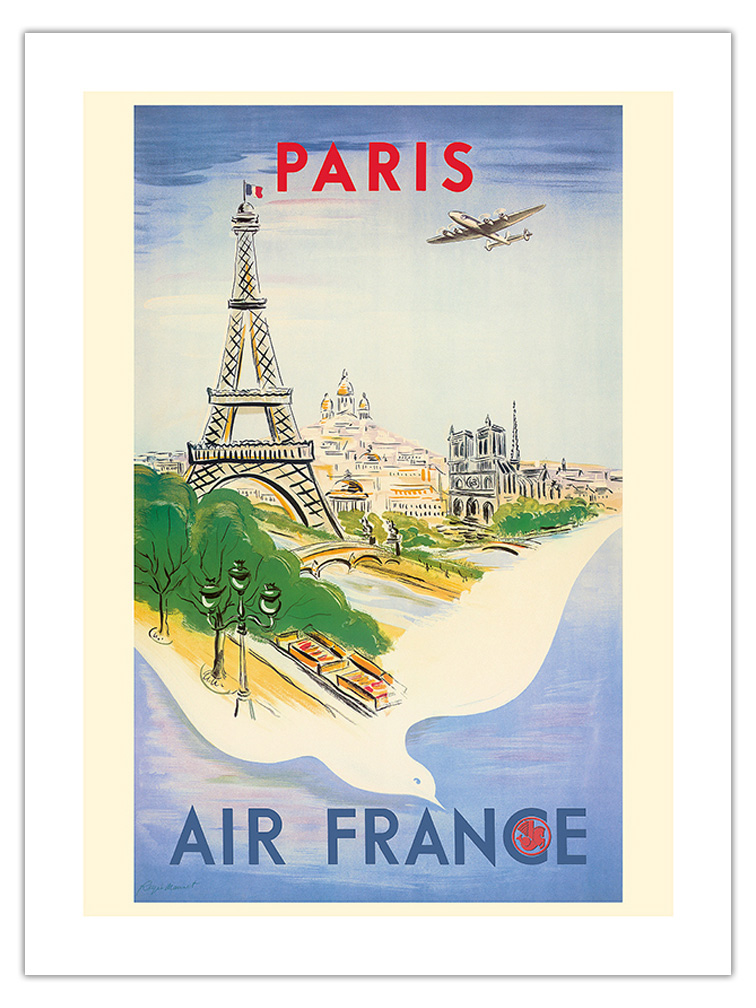 Paris - Eiffel Tower - Vintage Air France Travel Poster by R�gis Manset 1947 - Picture 13 of 23