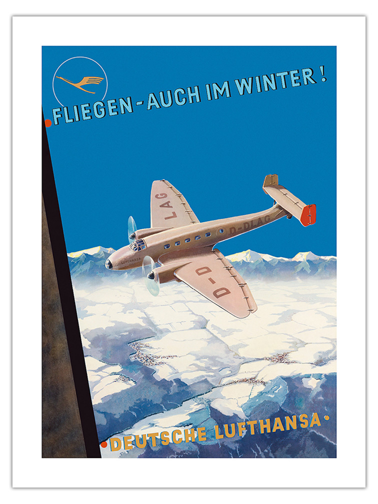 Fly Even in Winter - Deutsche Lufthansa - Vintage German Airline Travel Poster - Picture 13 of 23