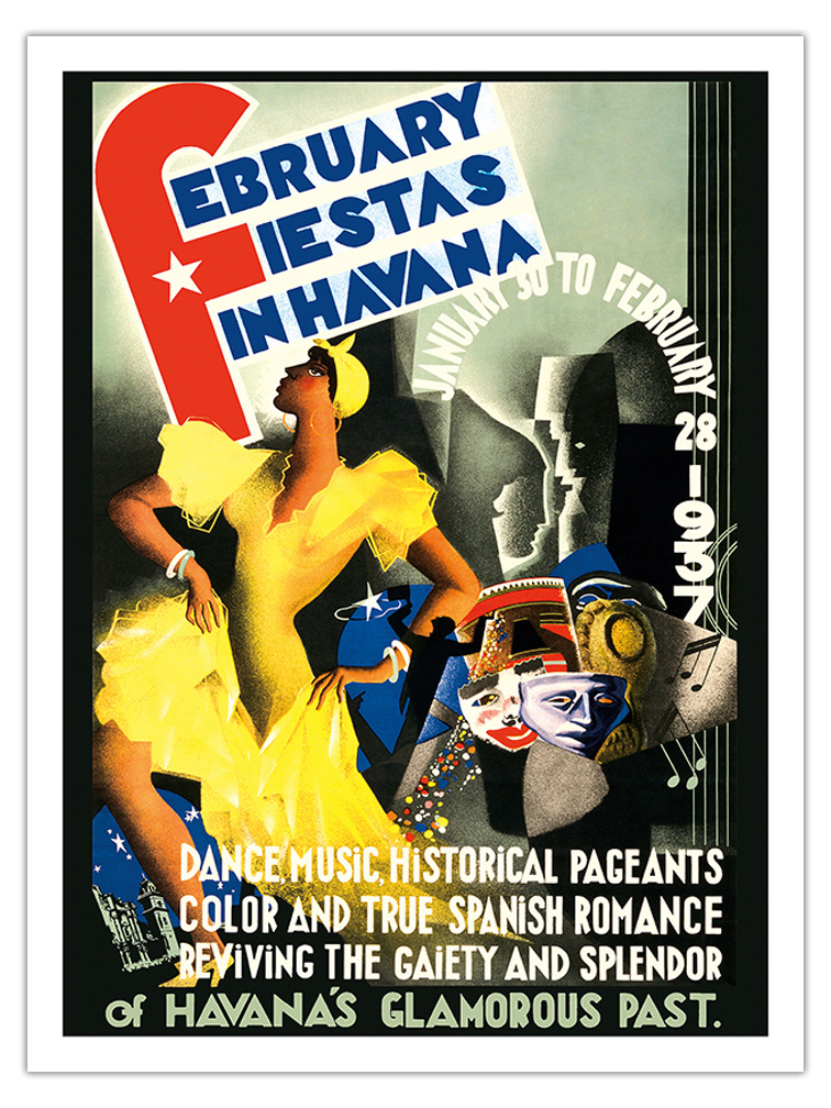 February Fiestas in Havana Cuba - Vintage Travel Poster by Caravia Montenegro - Picture 14 of 23