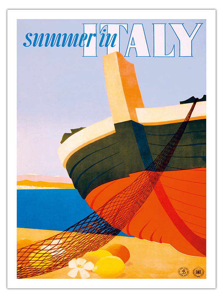 Summer in Italy - Fishing Boat - Vintage Travel Poster by Alfredo Lalia 1951 - Picture 15 of 25