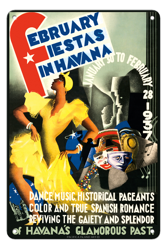 February Fiestas in Havana Cuba - Vintage Travel Poster by Caravia Montenegro - Picture 15 of 23