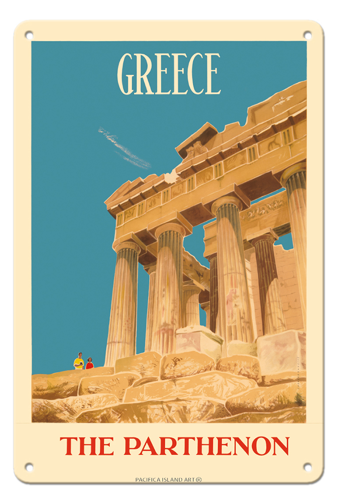 Greece - The Parthenon - Temple of Athena - Vintage Travel Poster c.1954 - Picture 15 of 21