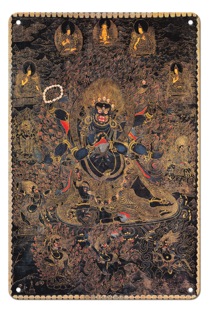 Mahakala Great Protector of Buddha - Vintage Tibetan Thangka Buddhist Painting - Picture 24 of 25
