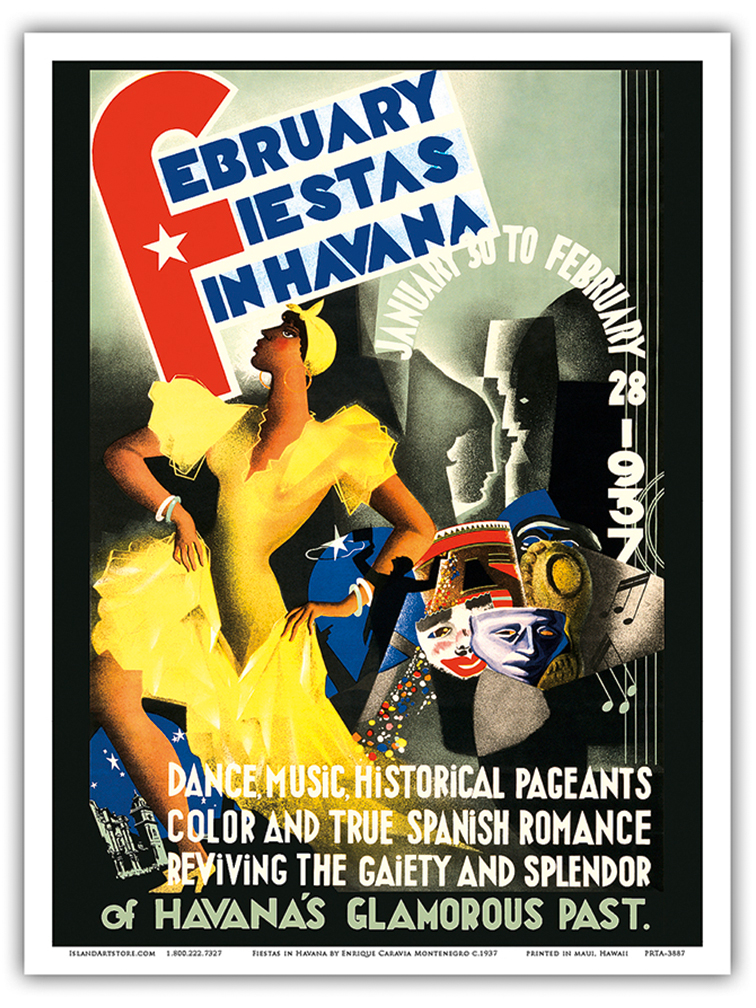 February Fiestas in Havana Cuba - Vintage Travel Poster by Caravia Montenegro - Picture 16 of 23
