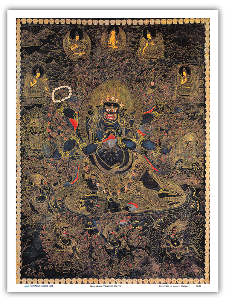 Mahakala Great Protector of Buddha - Vintage Tibetan Thangka Buddhist Painting - Picture 16 of 25