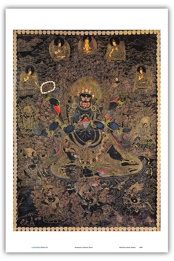 Mahakala Great Protector of Buddha - Vintage Tibetan Thangka Buddhist Painting - Picture 17 of 25